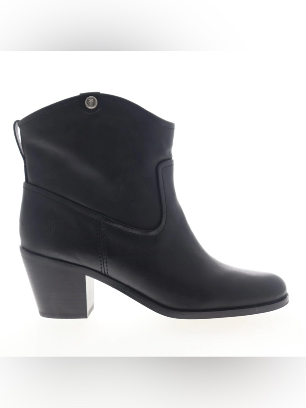 Frye Black Leather Ankle Boot with Low Block Heel